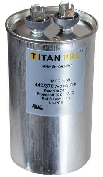 Motor Run Capacitor, 30 MFD, 3-5/8 In. H