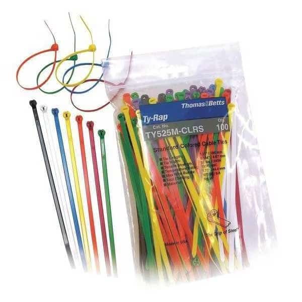 Cable Tie Kit, 7-1/2 in L, 1.89 in Max Bundle Dia., Assorted Colors, Nylon 6/6, 50 lb Strength