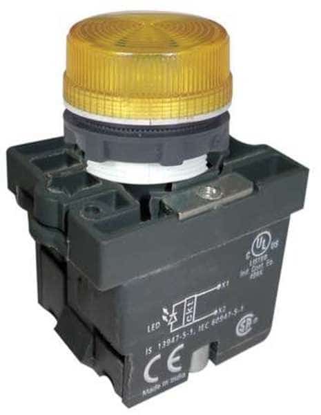 Pilot Light, 22mm, LED, Yellow, DAYTON, Mfr# 30G219