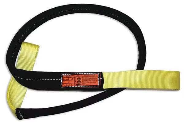Synthetic Web Sling, Type 3, 8 ft L, 1 in W, Nylon, Yellow/Black