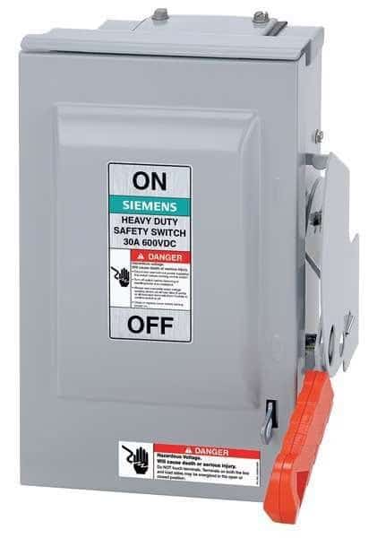 Nonfusible Solar Safety Disconnect Switch, 60 A, 600V AC/DC, 3 pole, NEMA 3R, SIEMENS, Mfr# HNF362RPVPG