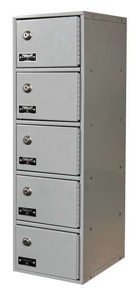 Cell Phone Locker, 9 in W, 12 in D, 30 1/2 in H, (1) Wide, (5) Tier, Light Gray