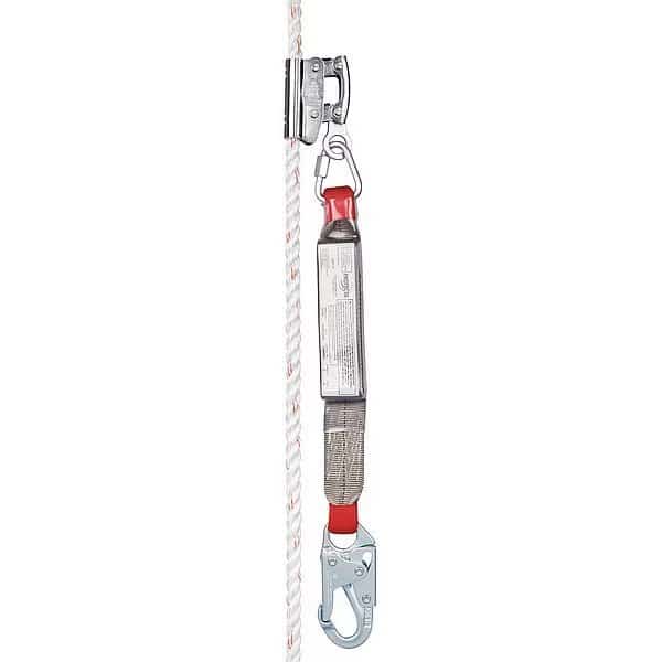 Rope Adjuster with Lanyard, Steel, 310 lb, Red, Silver, For Rope Size: 5/8 in