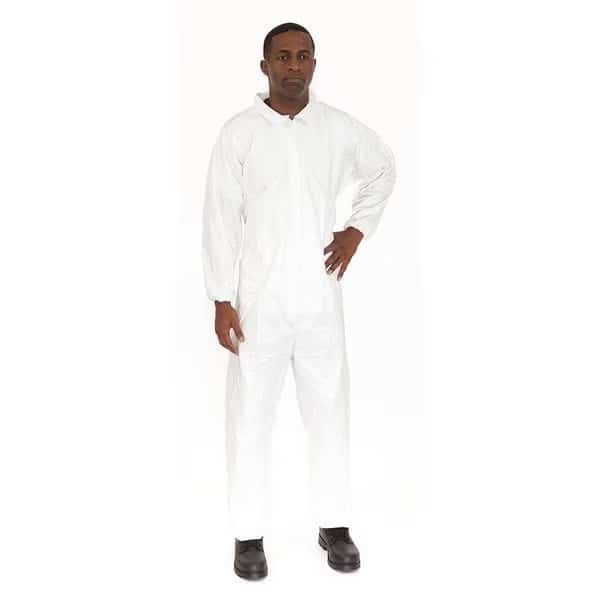 Disposable Coveralls, Collared, 3XL, Microporous Laminate, Zipper, Elastic Cuff, Elastic Ankle