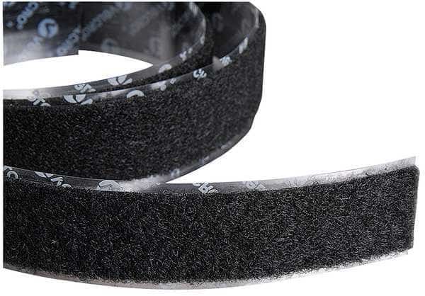 Reclosable Fastener, Rubber Adhesive, 75 ft, 2 in Wd, Black
