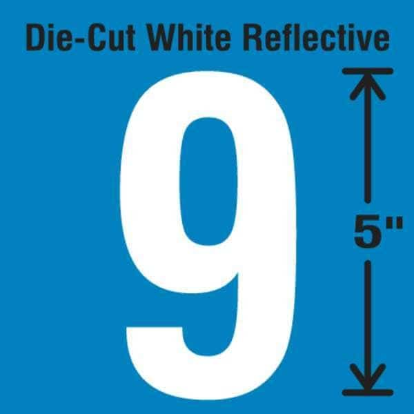Die-Cut Reflective Number Label, 9,PK5, Mfr#: DWR-5-9-5, STRANCO INC
