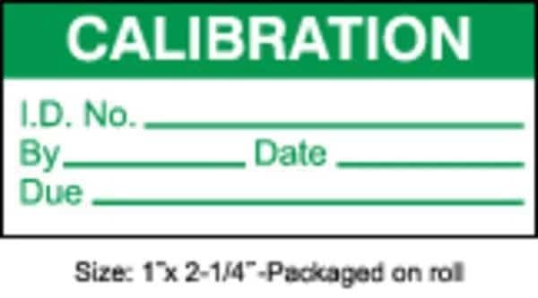 Calibration Label, ENG, Green/White, PK250, TC3-21002-R250