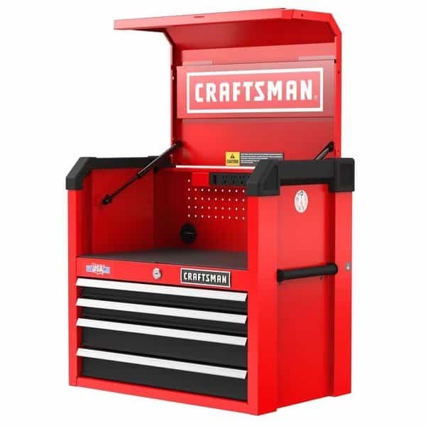 S2000 Open Tool Chest, 4 Drawer, Red, Steel, 26 in W x 16 in D x 24-1/2 in H