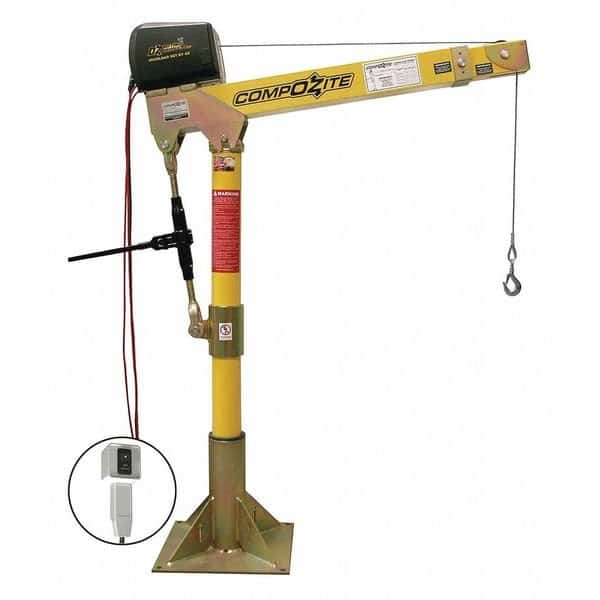 Davit Crane Kit, 1,200 lb Capacity, 22 in to 66 in Reach, 0 in to 540 in Lift Range, Yellow