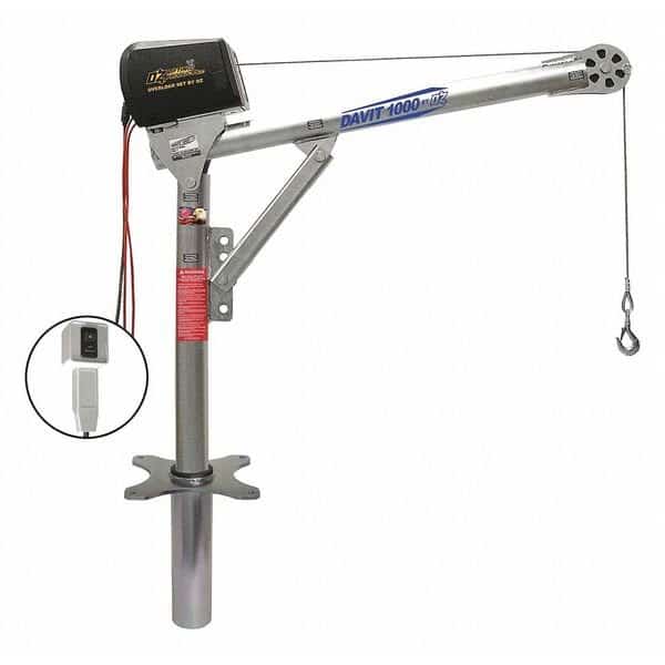 Davit Crane Kit, 1,000 lb Capacity, 27.5 in to 42 in Reach, 0 in to 540 in Lift Range, Silver