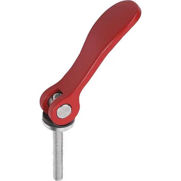 Cam Lever Size: 0 10-32X40, A=52, 3, B=18, Aluminum Red RAL 3003 Powder-Coated, Comp: Steel