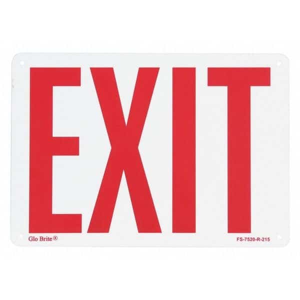 Rigid Exit Sign, Red On PL, 7"x10"