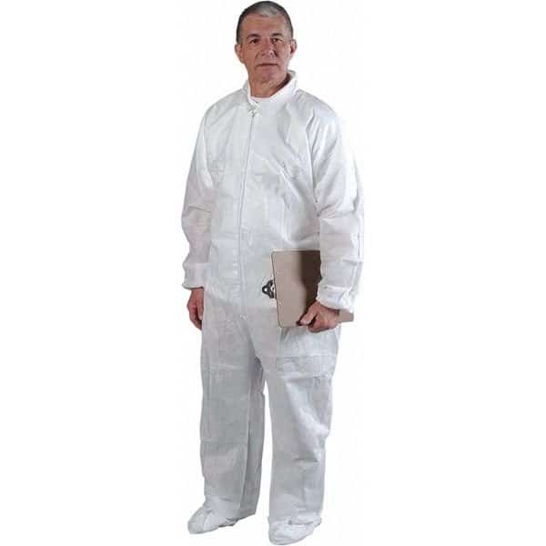 Disposable Coverall, L, SMS, Zipper, Elastic Cuff, Elastic Ankle, Serged Seam, 25 PK