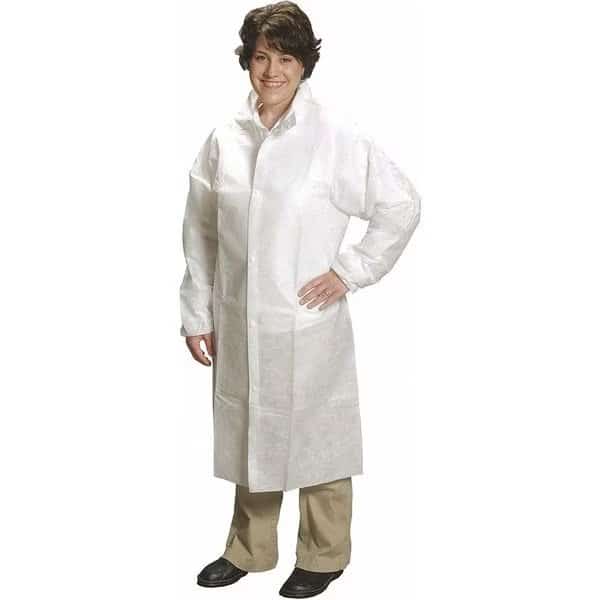 Frock, Disposable, Snap Close, L, Package Quantity 30, AlphaGuard, White, 30 PK