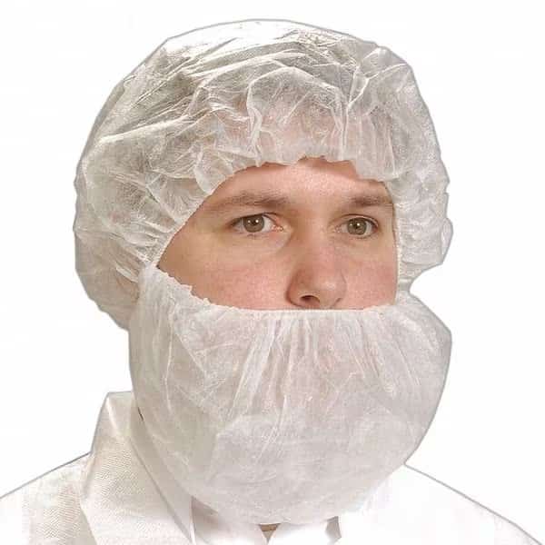 Beard Cover, Disposable, Univ, Package Quantity 1000, Polypropylene, White, Universal, 1000 PK