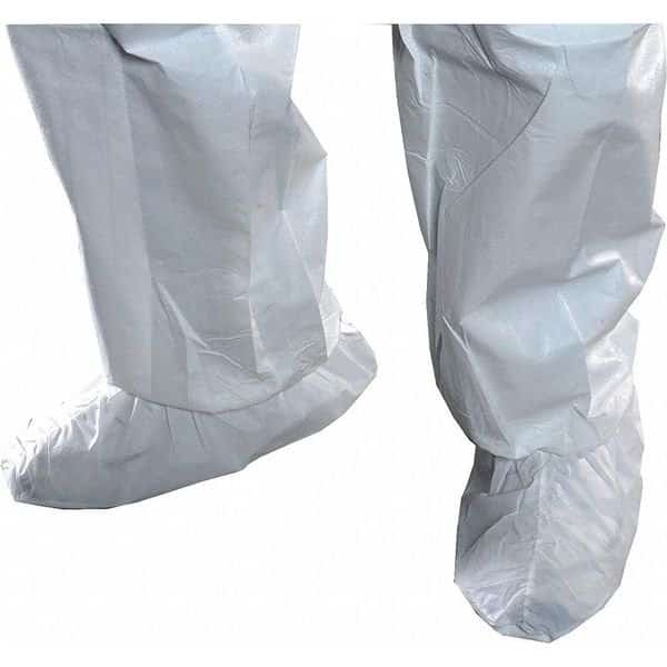 Disposable Shoe Covers, White, Slip Resistant Sole: Yes , L