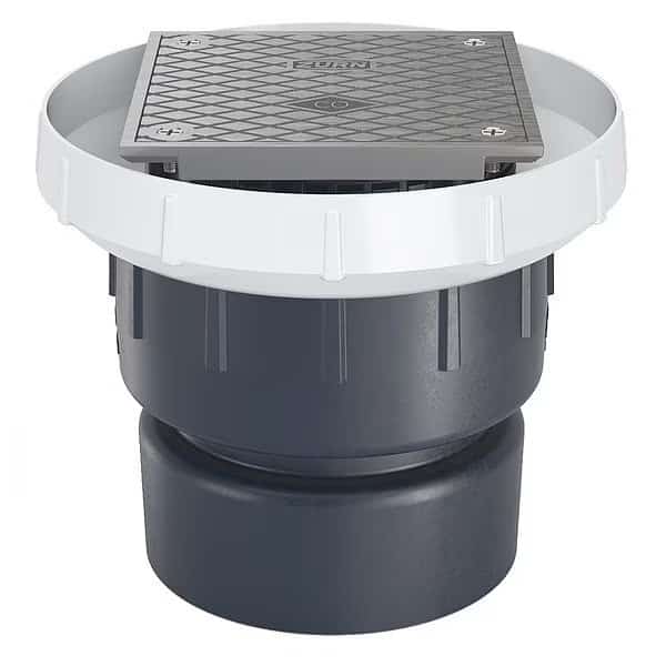 Round Adjustable Round Cleanout, PVC, Stainless Steel, 4", Solvent-Weld