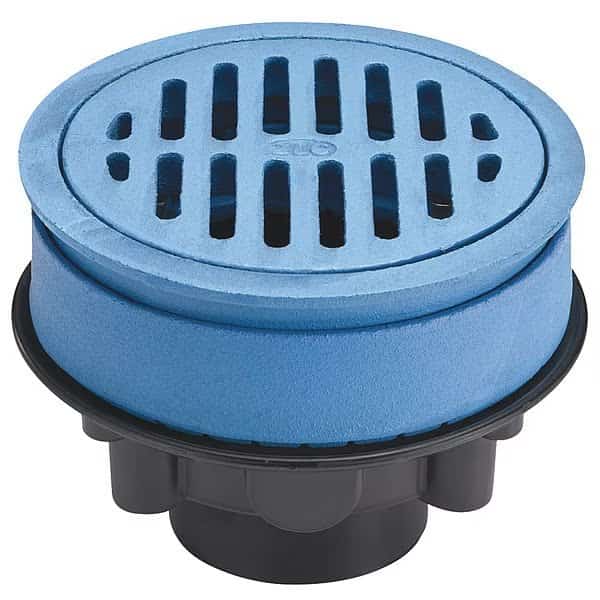 Adjustable Adjustable Floor Drain, ABS, Cast Iron, 4", Hub