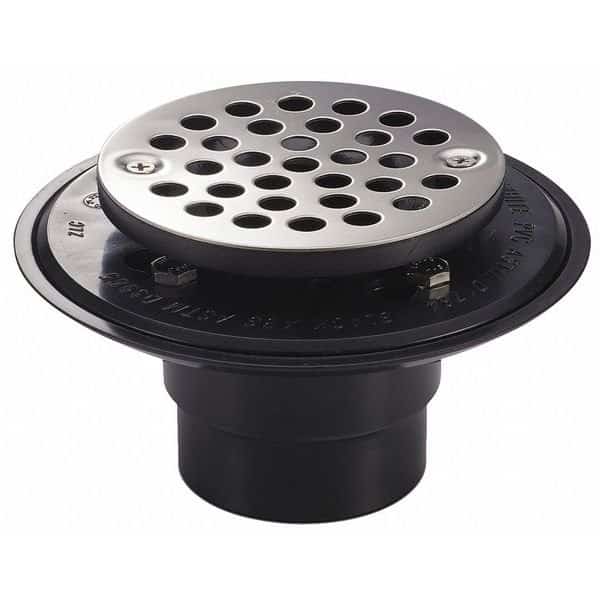 Adjustable Shower Drain, ABS, Stainless Steel, 2", Hub