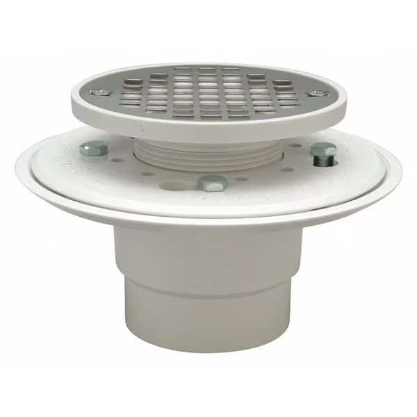 Square Shower Drain, PVC, Stainless Steel, 2" x 3", threaded