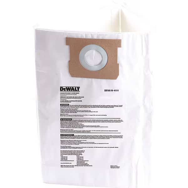 Fine Dust Bag, 6-10 gal. Wet/Dry Vacuum, PK3, High Efficiency Filter, Dewalt, Mfr#: DXVA19-4111