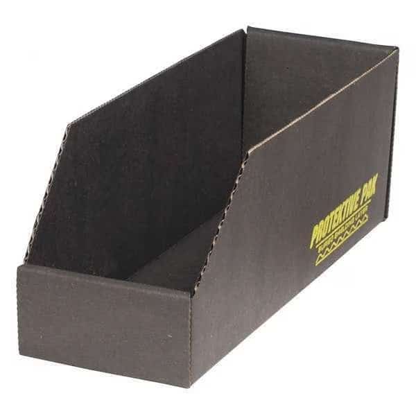 Corrugated Shelf Bin, Cardboard, 8 in W, 4 1/2 in H, Black