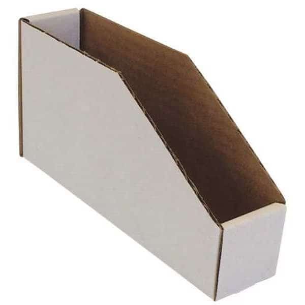 Corrugated Shelf Bin, Cardboard, 2 in W, 4 1/2 in H, White