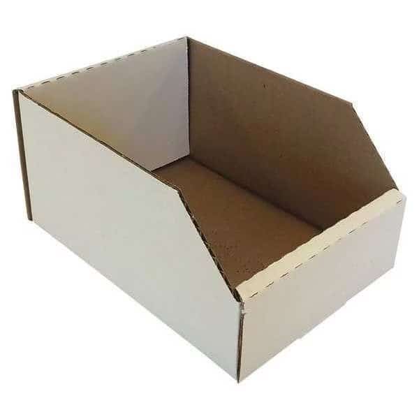 Corrugated Shelf Bin, Cardboard, White, 4 1/2 in H, 6 in W, 9 in L