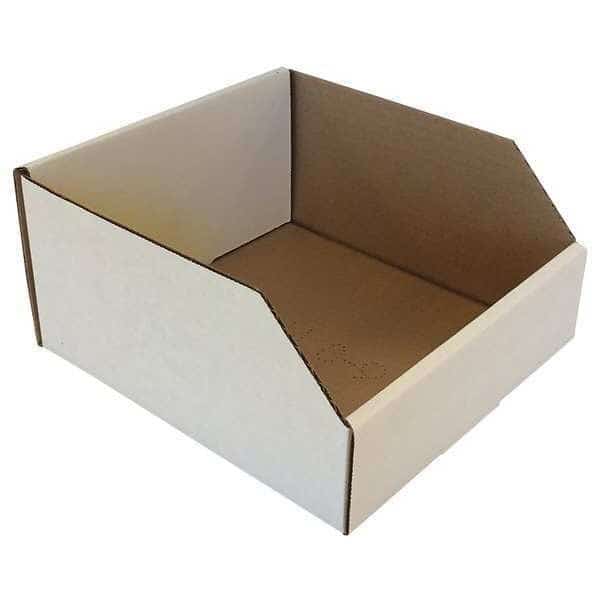 Corrugated Shelf Bin, Cardboard, 8 in W, 4 1/2 in H, White
