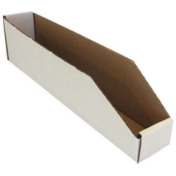 Corrugated Shelf Bin, Cardboard, White, 4 1/2 in H, 3 in W, 18 in L