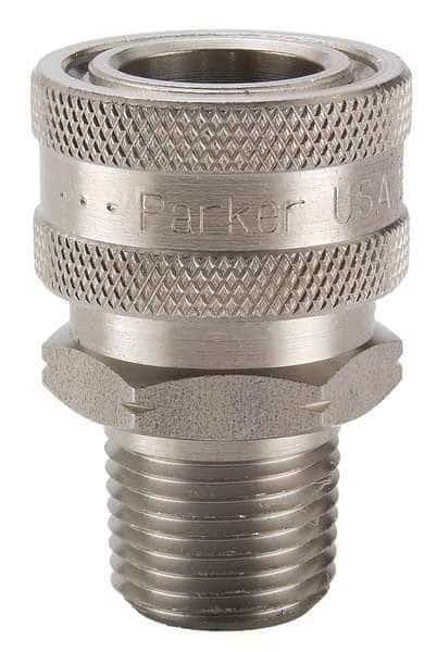Hydraulic Quick Connect Hose Coupling, 303 Stainless Steel Body, Ball Lock, 1"-11-1/2 Thread Size