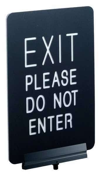 Signage, Engraved, 11x7 in., EXIT PLEASE