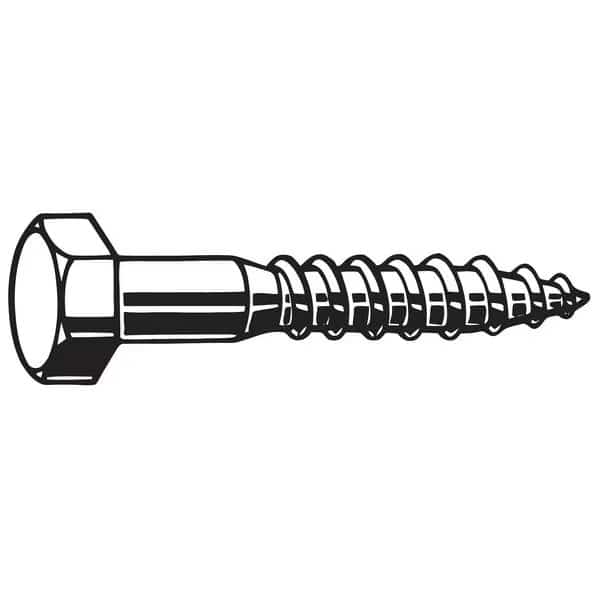 Lag Screw, 1/4 in, 4-1/2 in, Steel, Zinc Plated Hex External Hex Drive, 100 PK