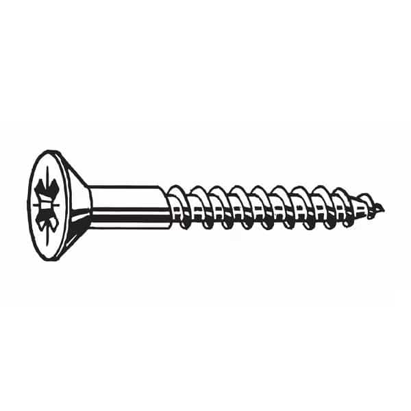 Wood Screw, #4, 1-1/4 in, Plain Stainless Steel Flat Head Phillips Drive, 100 PK