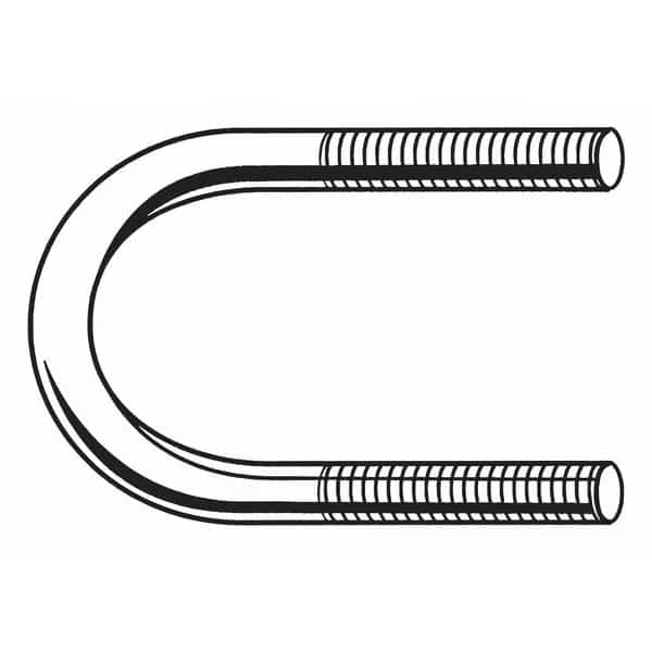 Round U-Bolt, 1/4"-20, 1 in Wd, 1 3/4 in Ht, Hot Dipped Galvanized Steel, 10 PK
