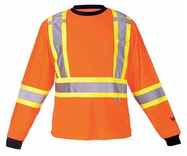 Unisex High Visibility Long Sleeve Shirt, Polyester/Cotton, Pullover Closure, Orange