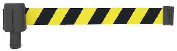 Retractable Belt Head, Yellow with Black Stripes, 15 ft Length, No Legend, Matte