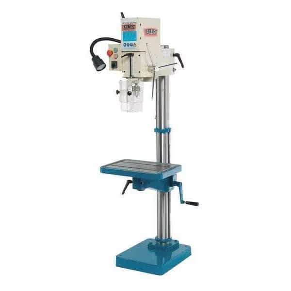 Floor Drill Press, Geared Head Drive, 1 1/2 hp, 115V AC V, 10 3/8 in Swing, 4 Speed