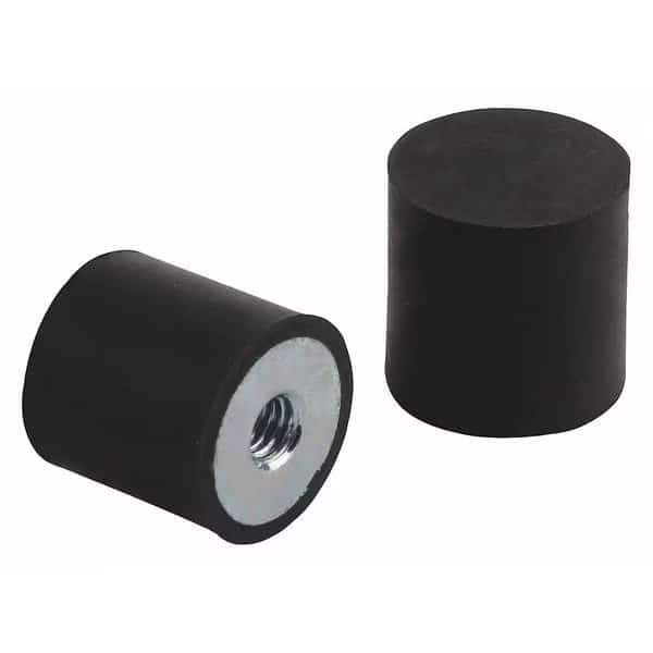 Rubber Buffer, Natural Rubber Shore 55A, 1400 N Max, M10, cylindrical, internal threads one end