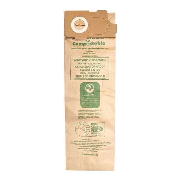 Compostable Filter Bag, Windsor 2003, PK5, 4-Ply, Vacuum Filter, 5 PK