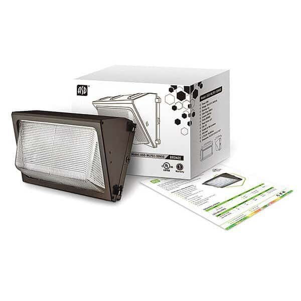 Light, LED, Wallpack, DLC 4.0 Std. 50W, 5K, ASD LIGHTING, Mfr# ASD-WLP01-50N50