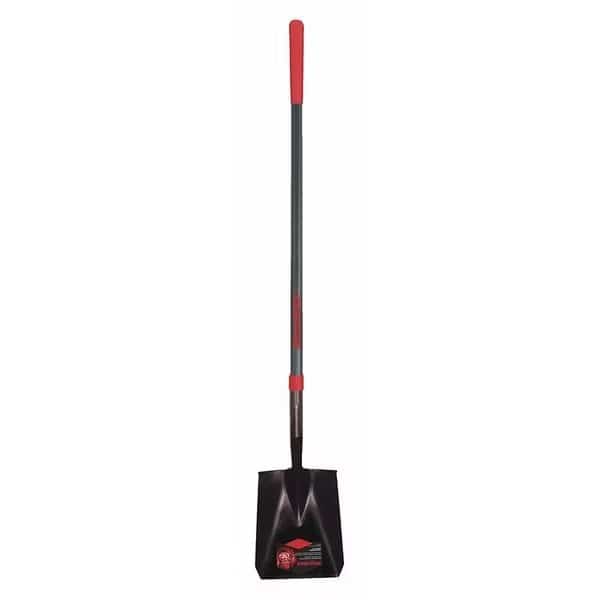 Square Point Shovel, Heavy Gauge Tempered Steel Blade, 48 in L Fiberglass Handle