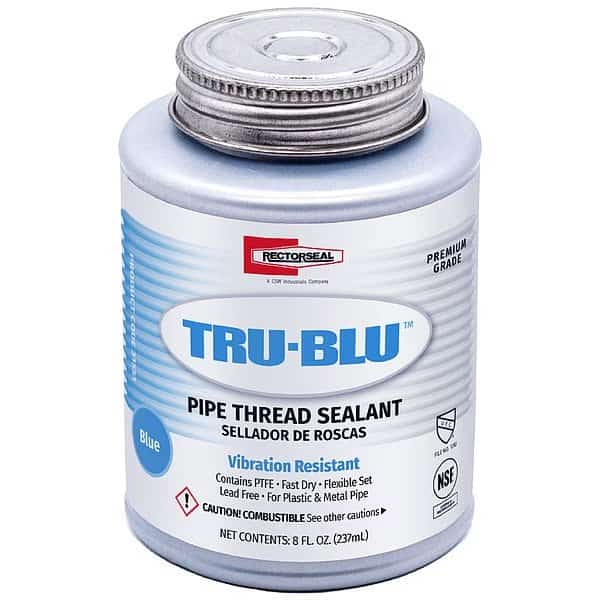 Pipe Thread Sealant 9.6 fl oz, Brush-Top Can, Tru-Blu, Blue, Paste, Rectorseal, Mfr#: 31551