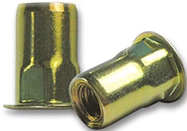Rivet Nut, 1/4"-20 Thread Size, 0.51 in Flange Dia., 0.685 in L, Steel, 40 PK