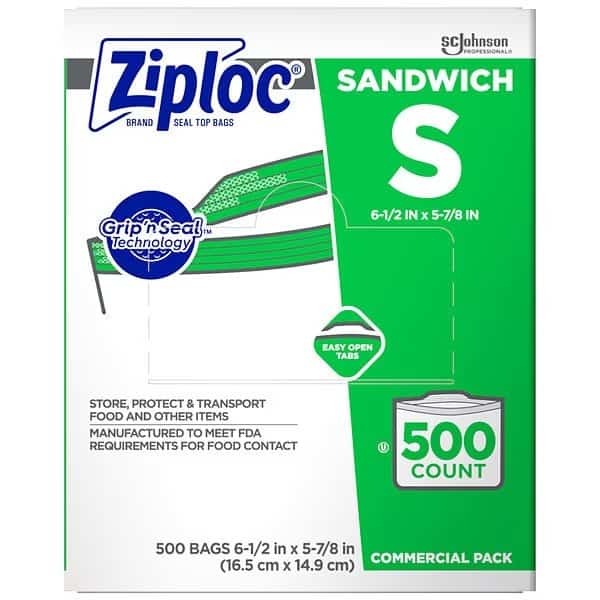 Slide Seal Reclosable Bag 6-1/2" x 5-7/8", 1 mil, Clear, Pk500