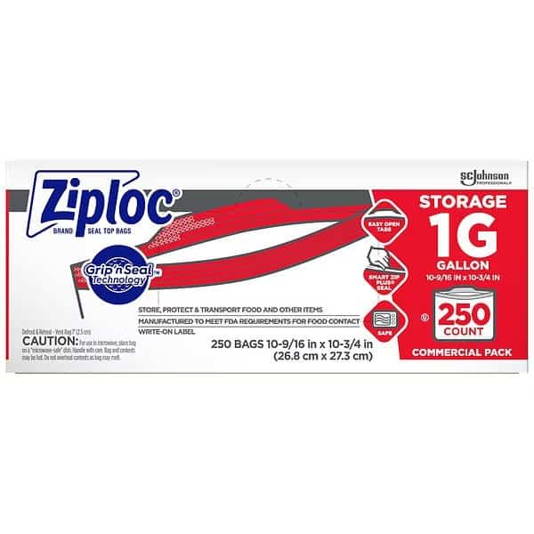 Reclosable Poly Bag, Zip Seal, 10-15/16" x 10-1/2", 1.75 mil Thickness, Clear, 250PK