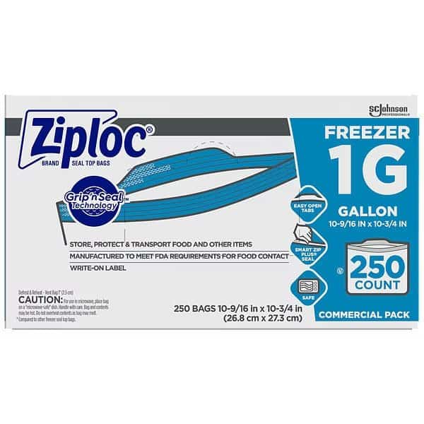 Reclosable Poly Bag,Dbl Zip Seal,PK250, Mfr#: 682258, ZIPLOC