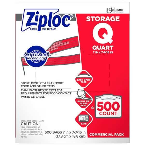 Reclosable Poly Bag, Double Zip Seal, 7-7/16" x 7", 1.75 mil Thickness, Clear, 500PK
