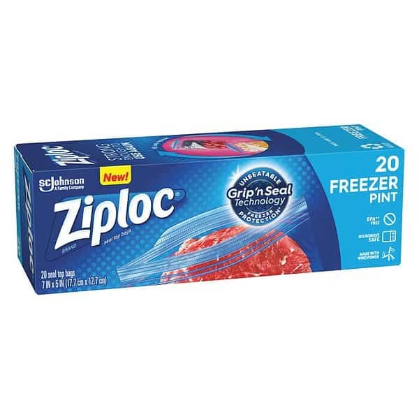 Reclosable Poly Bag,Zip Seal,PK20, Mfr#: 314443, ZIPLOC