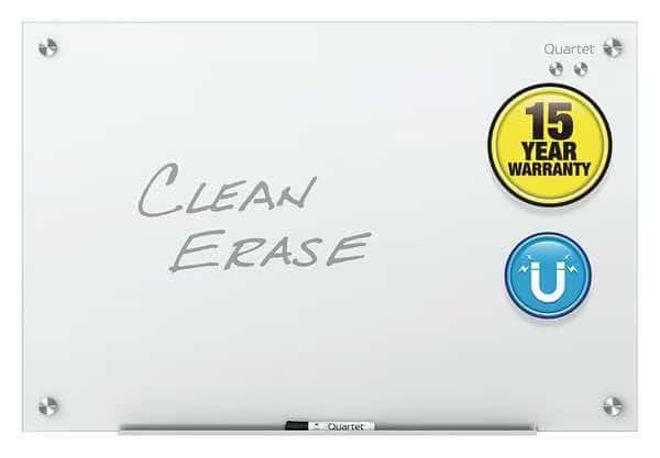 Dry Erase Board, Glass, 48 in, 96 in, No Frame Frame, White, Gloss